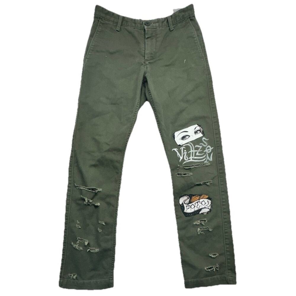 Distressed Dockers Pants Slim Tapered Slashed Grunge Punk Rock Art Utility 29X30